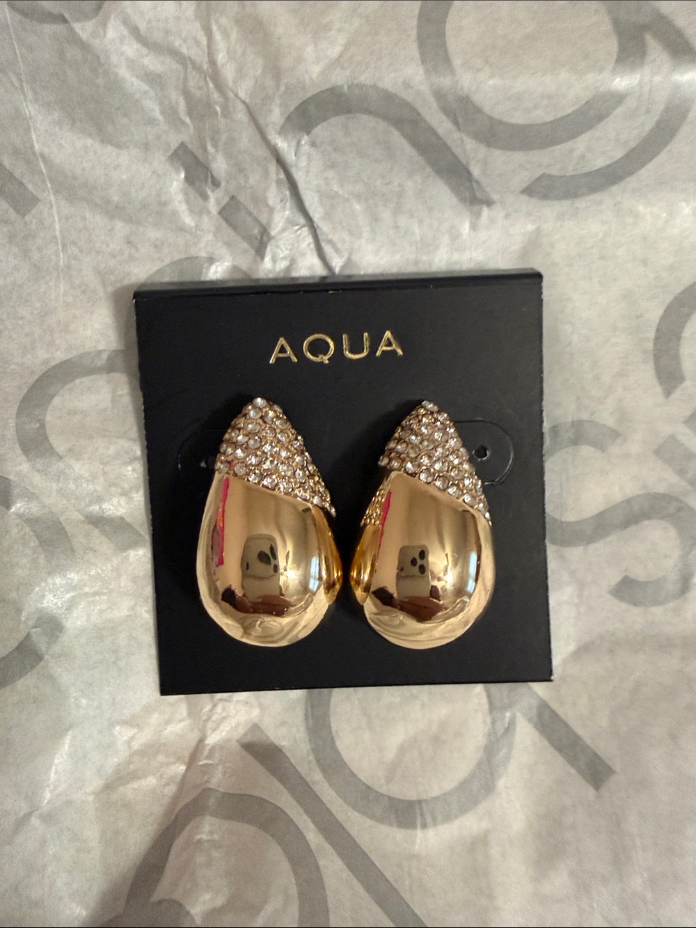 Aqua Gold Teardrop Pavé Clip-On Earrings